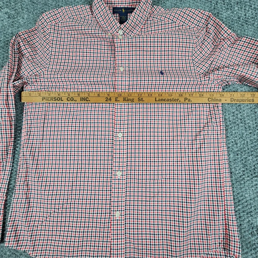 Ralph Lauren Boys XL‎ 18-20 Red Black Plaid Long Sleeve Button Down Shirt